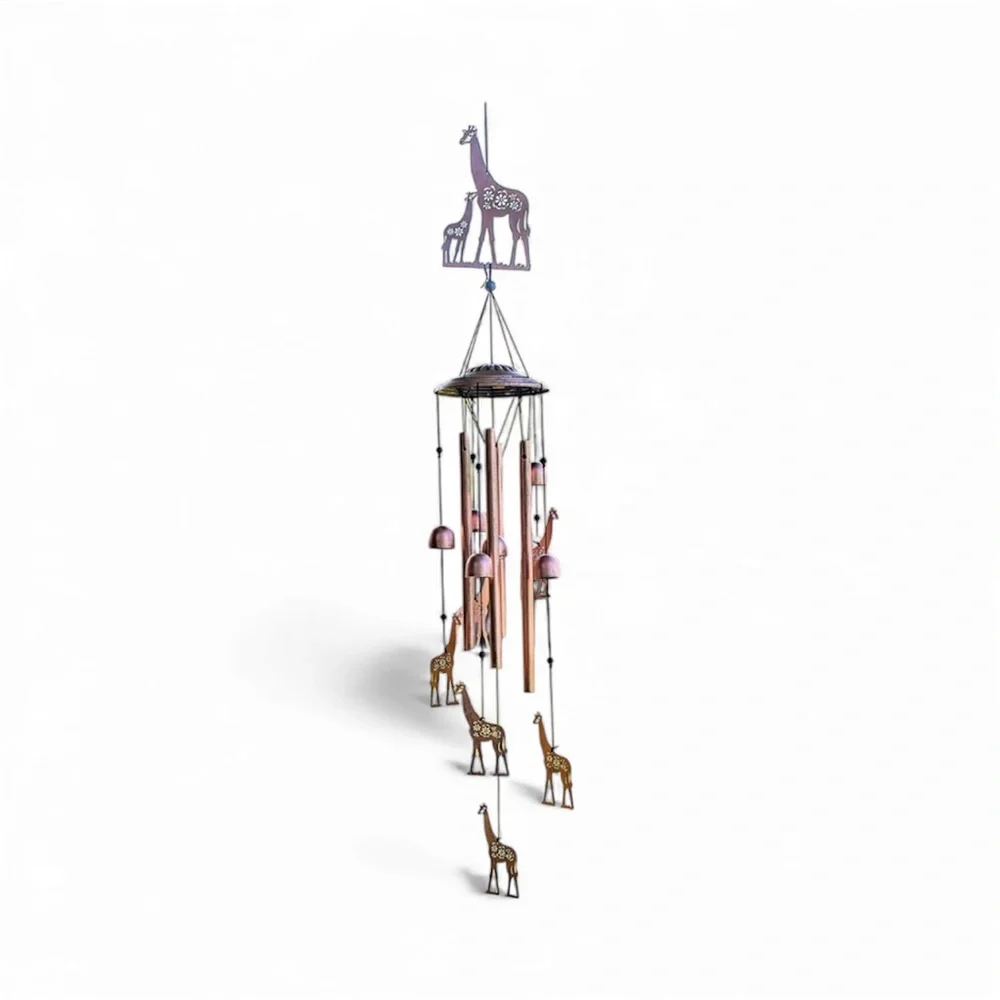 Etzen Giraffe Metal Wind Chimes featuring a Giraffe Motif theme in bronze toned